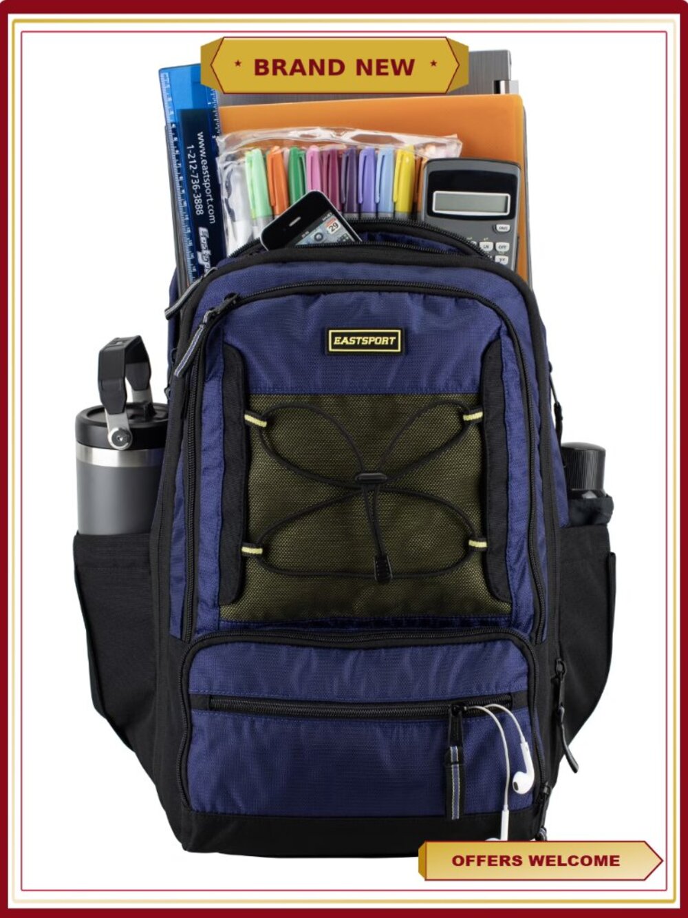 Expandable Recycled Backpack with Bungee, Padded Straps, 19 Inch - Picture 8 of 8